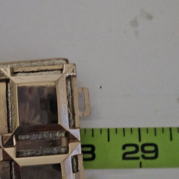 Womens Wide Cinch High Waisted Belt Shiny Bold Squares Gold Metal Buckle Elegant - Picture 8 of 9